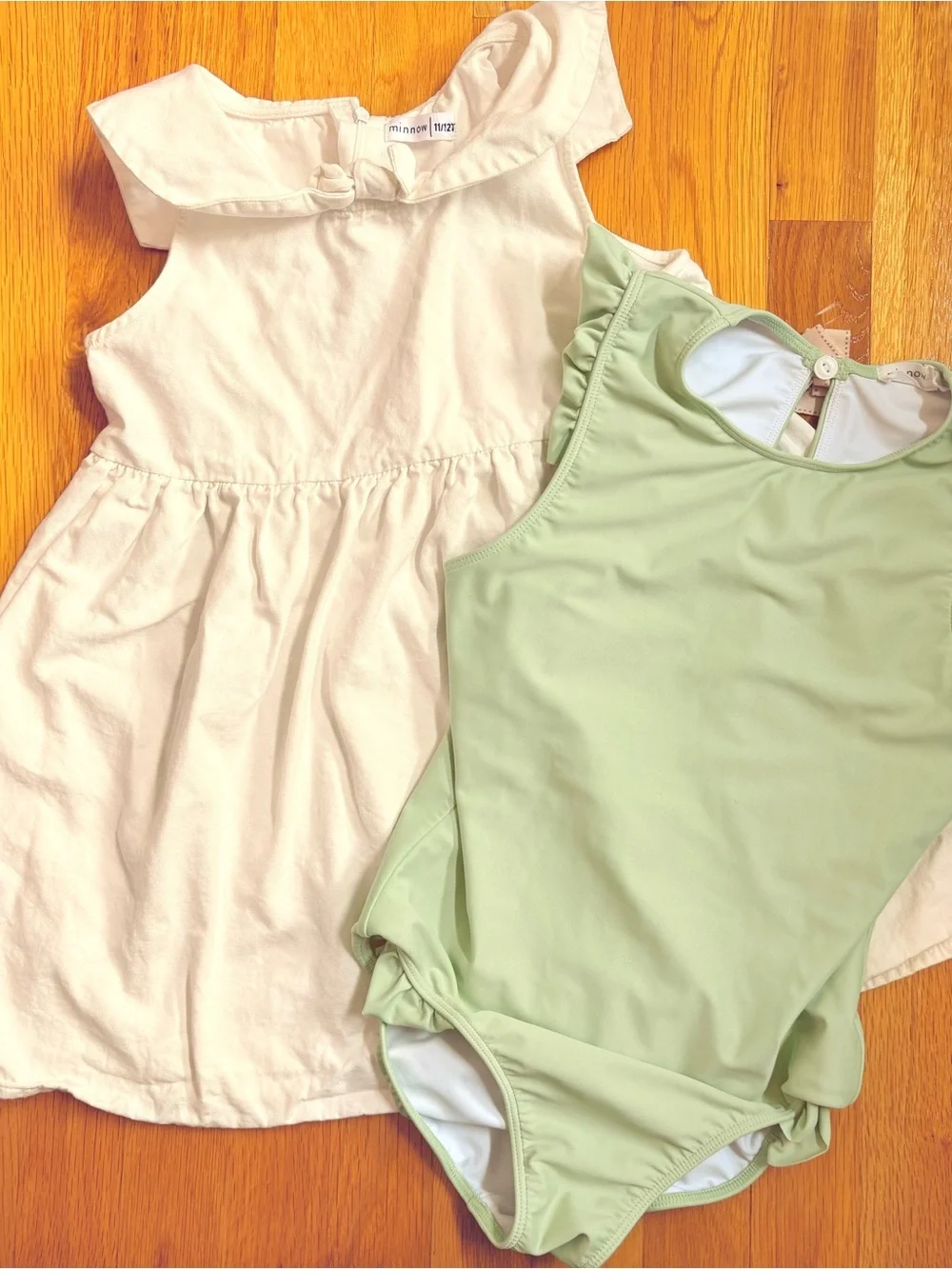 Minnow Sailor-Collar Dress & Pistachio Green Swimsuit Girls Size 11/12